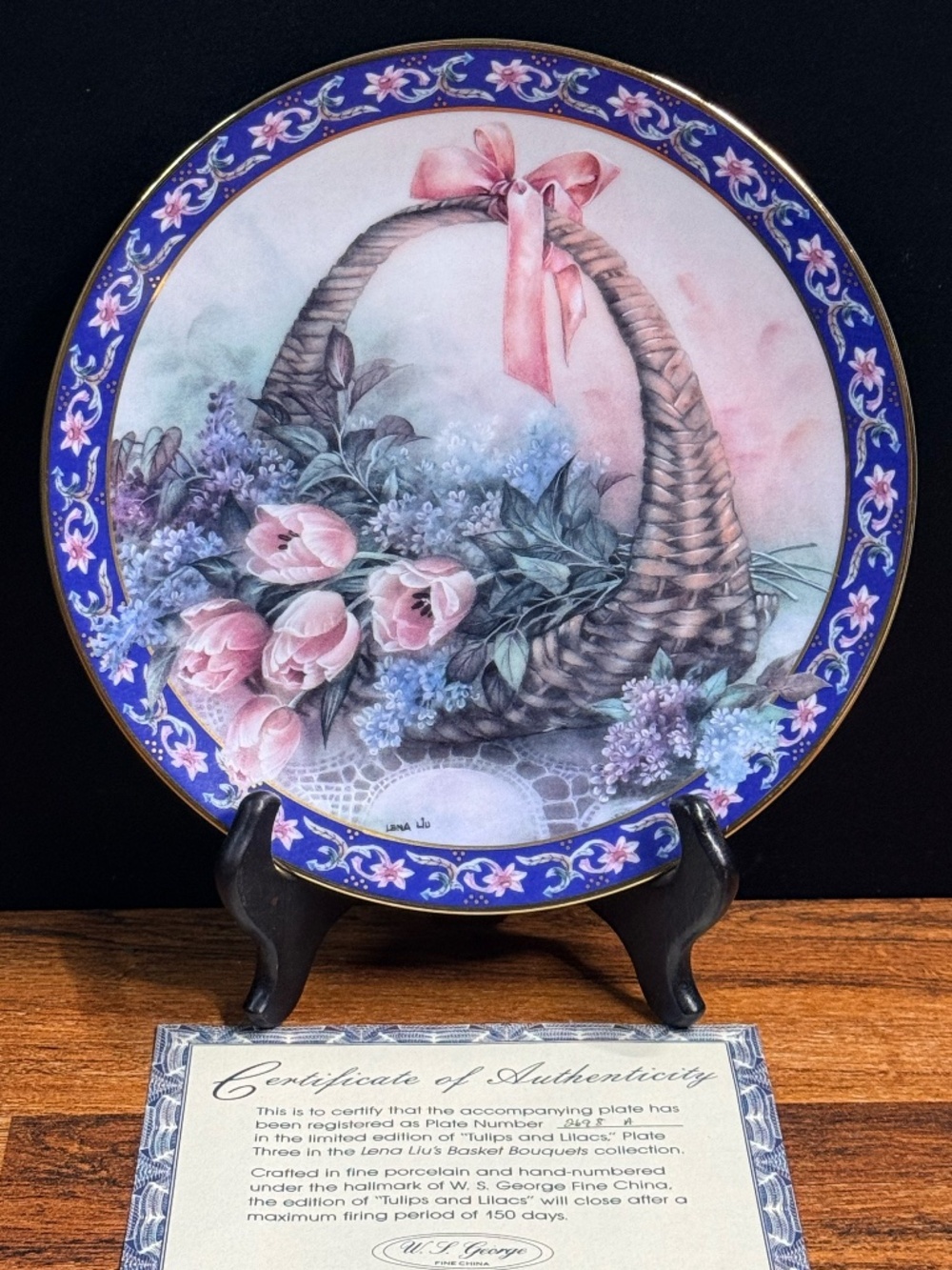 1992 W.L. George “Tulips and Lilacs” by Lena Liu Collector Plate